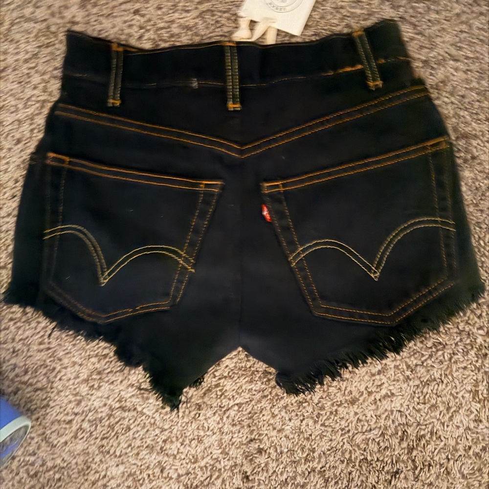 Urban Outfitters Levi's Black Frayed High-Rise Denim Shorts
